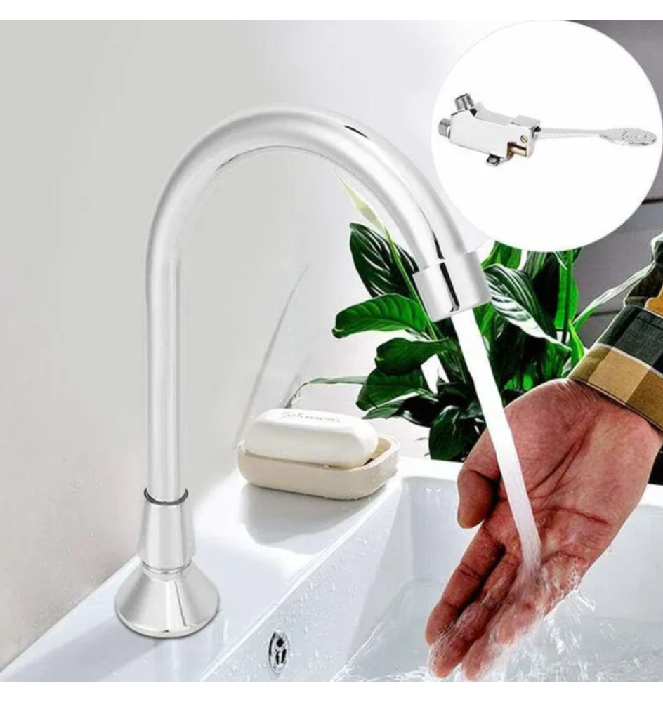 Instalación grifería industrial con grifo pedal