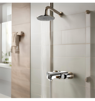 Instalación grifo ducha con soporte sin columna integrada en grifería