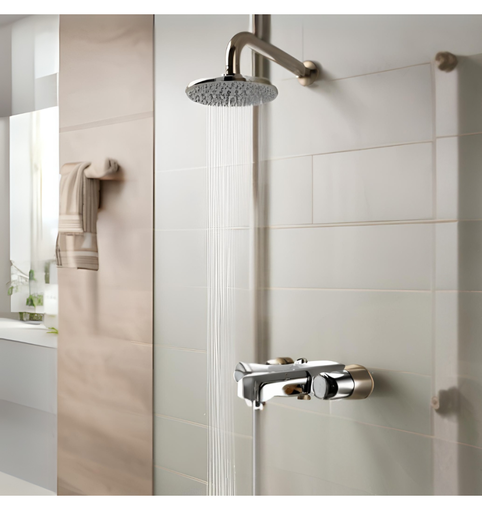 Instalación grifo ducha con soporte sin columna integrada en grifería